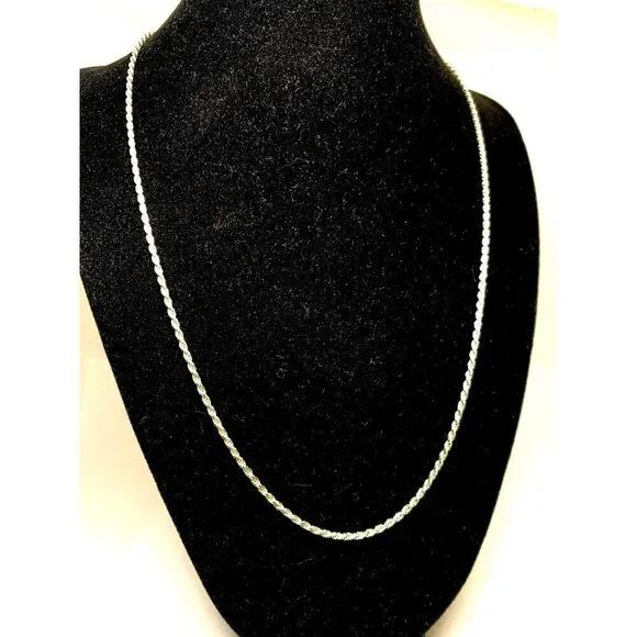 Sterling Silver Rope Necklace 20'' Chain 1.85mm Wide Unisex Jewelry - Picture 6 of 12